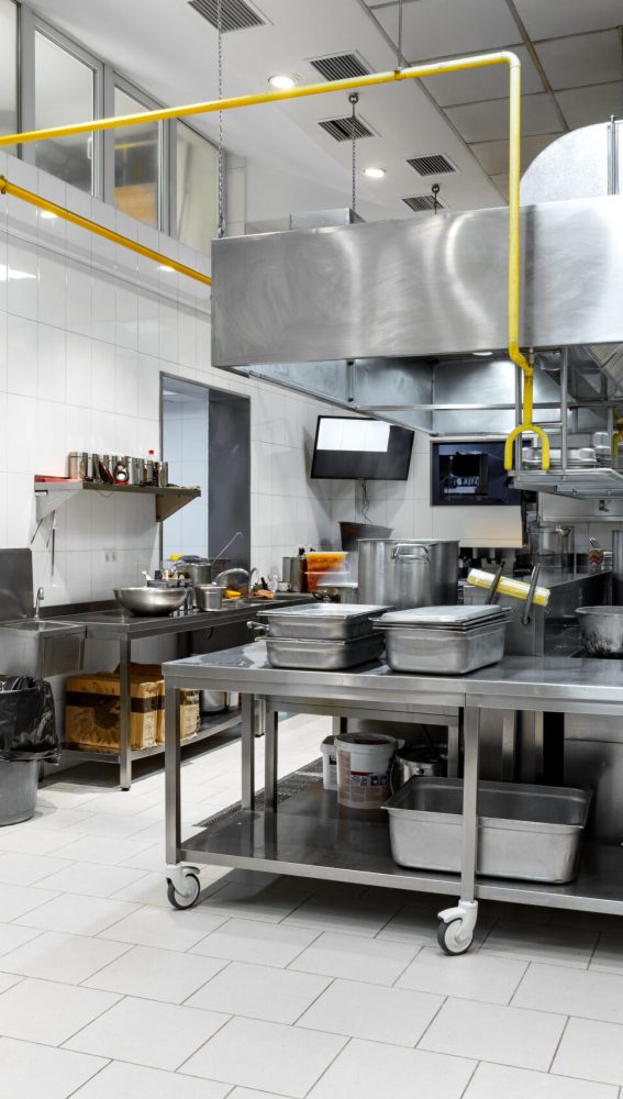 Kitchen appliances in professional kitchen in a modern restaurant close up